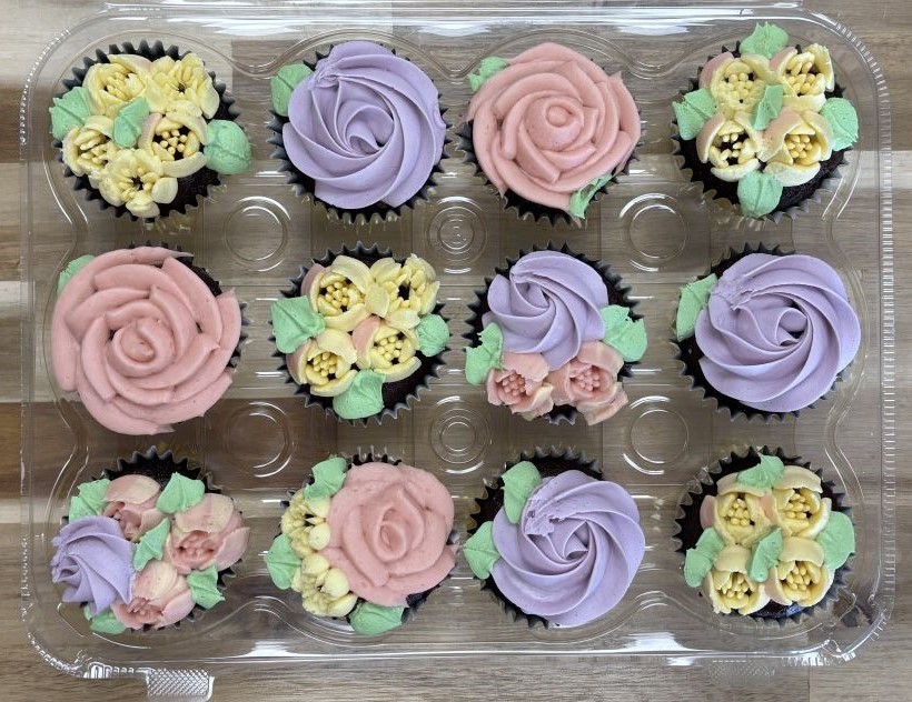 Flower Cupcakes Purple and Pink